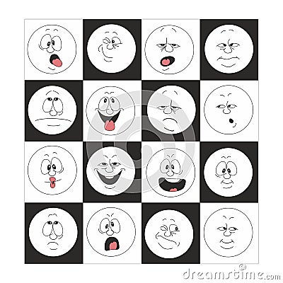 Emotion smiles set in box 002 Vector Illustration