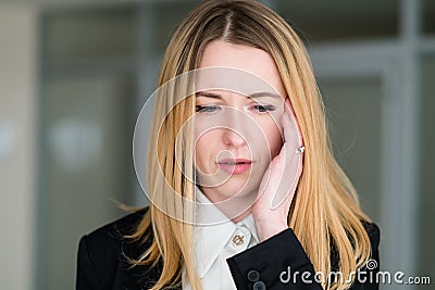 Emotion upset confused dismayed business lady Stock Photo