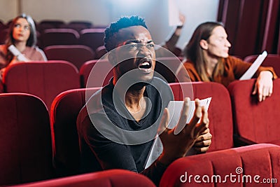 African american actor playing anger in Stock Photo