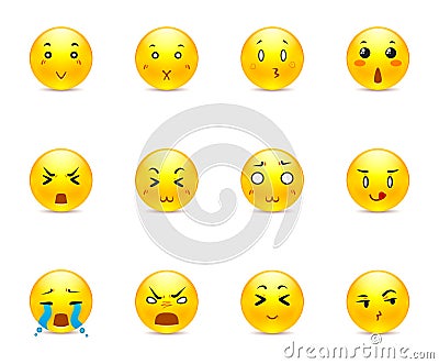 Emotional anime smilies Stock Photo