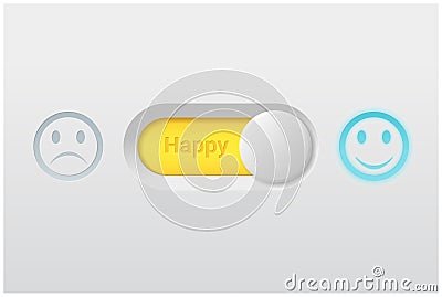 Emotional background with switch control turn on represent happy emotion Vector Illustration