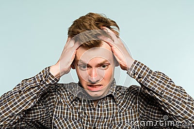 Emotional breakdown desperate man distress emotion Stock Photo