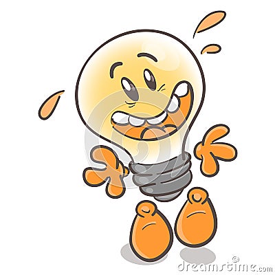 Emotional character cartoon lightbulb. Delight.On white background Vector Illustration