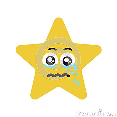 Emotional face star cry Vector Illustration