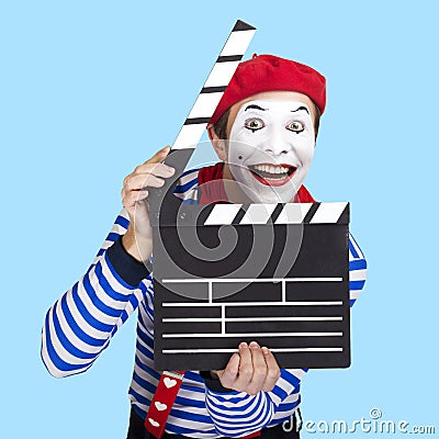 Emotional funny mime actor wearing sailor suit Stock Photo