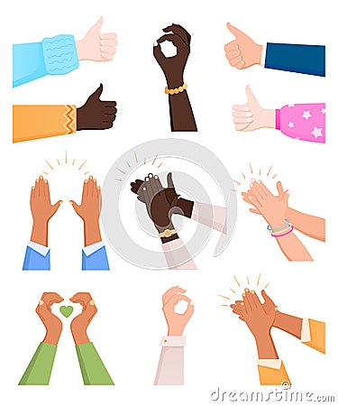 Emotional Hands Flat Collection Vector Illustration