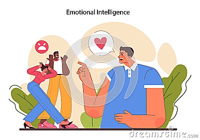 Emotional intelligence. Emotion balance and control. Leadership skill. Vector Illustration