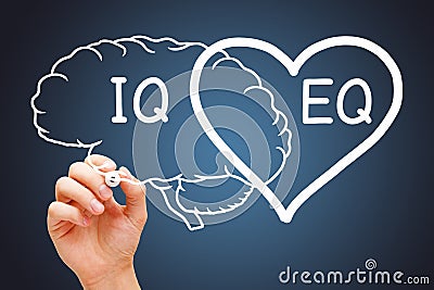 Emotional Intelligence EQ Plus IQ Heart And Brain Concept Stock Photo