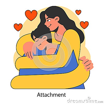 Emotional intelligence. Unhealthy attachment. Avoidant or fearful attachment Vector Illustration