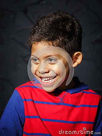 Emotional little black afro-american boy portrait Stock Photo