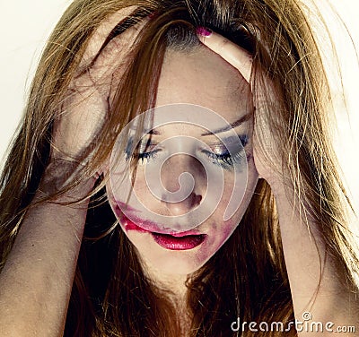 Emotional portrait of depression woman Stock Photo