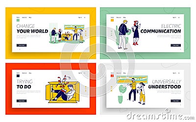 Emotional Psychological Types of Behavior Sensing Website Landing Page Set. Introvert and Extrovert Emotional Mindset Vector Illustration