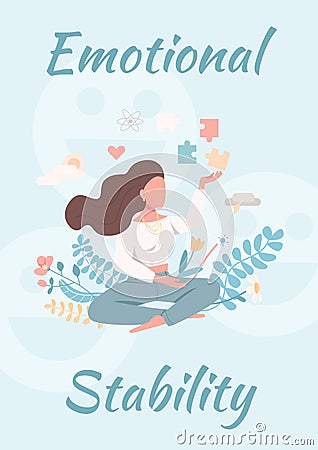 Emotional stability poster flat vector template Vector Illustration