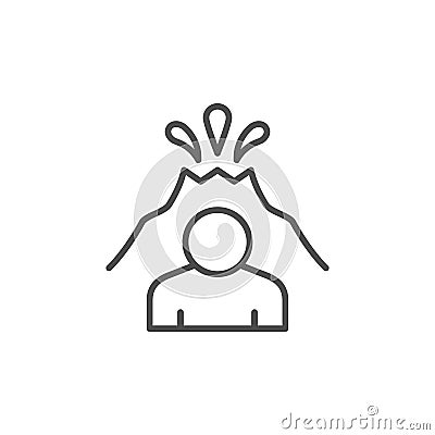 Emotional stress line outline icon Vector Illustration