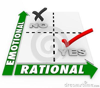 Emotional Vs Rational Choice Decision Making Best Option Alternative Matrix Stock Photo