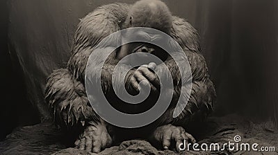 Emotionally Charged Portraits: A Film Still Of An Ugly Gorilla By Karl Blossfeldt Stock Photo