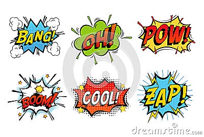 Emotions for comics speech like bang and cool Vector Illustration