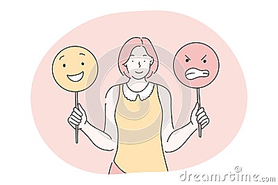 Emotions, emoji, different facial expressions concept Vector Illustration