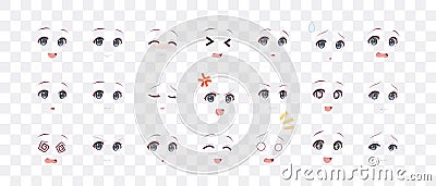 Emotions eyes of anime manga girls Vector Illustration