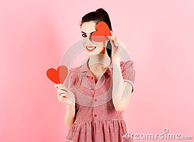 Emotions, feeling, flirtation, Valentines day adorable concept. Stock Photo