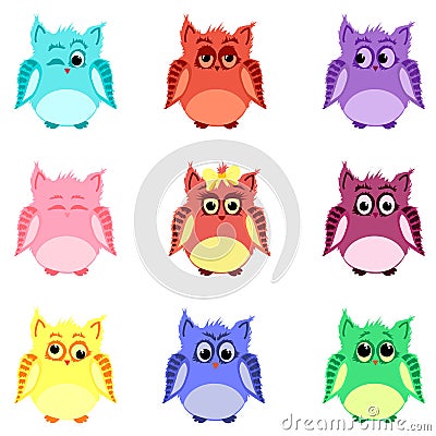 Emotions of owls Stock Photo
