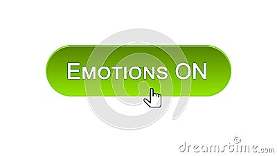 Emotions on web interface button clicked with mouse cursor, green color design Stock Photo