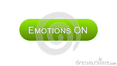 Emotions on web interface button green color, feelings expression, site design Stock Photo