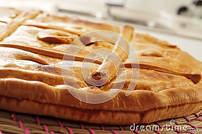 Empanada gallega, savory stuffed cake typical of Galicia, Spain Stock Photo