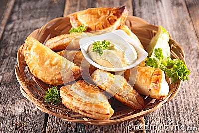 Empanada and sauce Stock Photo