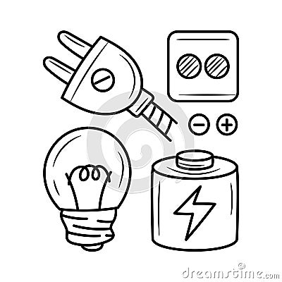Electric doodle vector illustration with simple hand drawn Cartoon Illustration