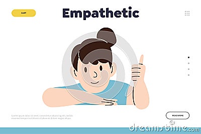 Empathetic children concept for online educational service for parents landing page design template Vector Illustration