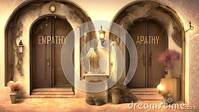Empathy or Apathy - Two Different Course of Actions That Define Future Outcome. Making the Right Choice. A Metaphoric Stock Photo