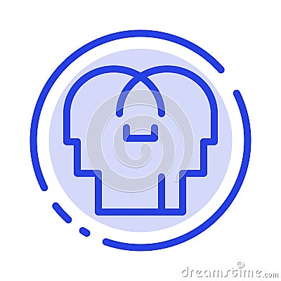 Empathy, Feelings, Mind, Head Blue Dotted Line Line Icon Vector Illustration
