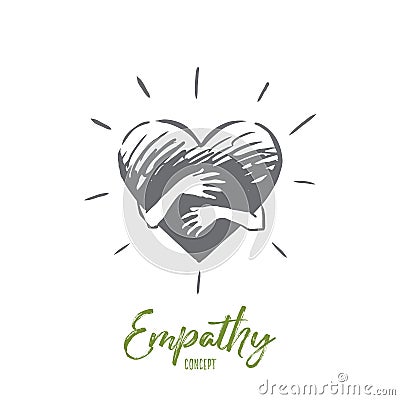 Empathy, heart, love, charity, support concept. Hand drawn isolated vector. Vector Illustration