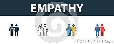 Empathy icon set. Four simple symbols in diferent styles from soft skills icons collection. Creative empathy icons filled, outline Stock Photo