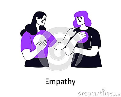 Empathy, support and compassion, psychology help concept. Woman comforting friend, caring, feeling sympathy Vector Illustration