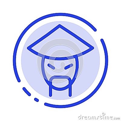 Emperor, China, Monk, Chinese Blue Dotted Line Line Icon Vector Illustration