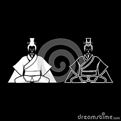 Emperor of China set white icon set white color illustration flat style simple image Vector Illustration