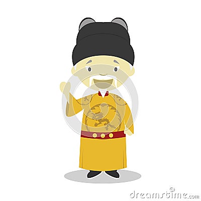 Emperor Ming Hongwu cartoon character. Vector Illustration. Vector Illustration