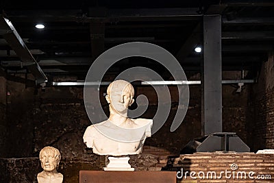 Emperor Nero Marble Bust, the Domus Aurea and Egypt Exhibition in Rome, Italy Editorial Stock Photo