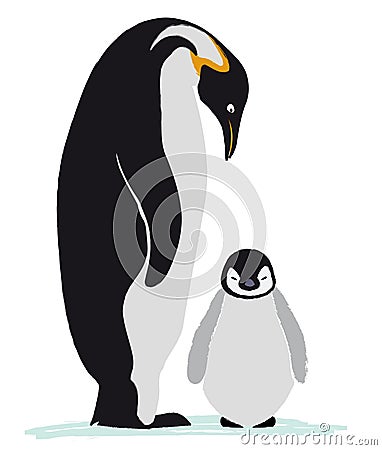 Emperor penguin family Vector Illustration