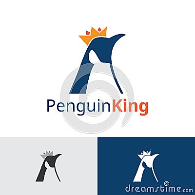 Emperor Penguin King Crown Animal Logo Template Vector Illustration