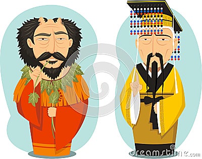 Emperors Yellow and Yan Cartoon Illustration