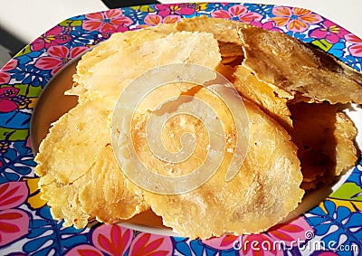 Emping, Typical Food from Indonesia Made from Mlinjo Stock Photo