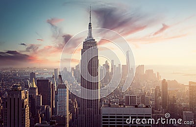 Empire State Building with New York Skyline Editorial Stock Photo