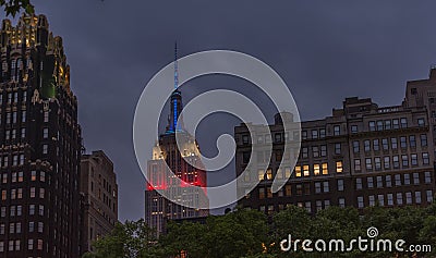Empire State Building at night time Editorial Stock Photo