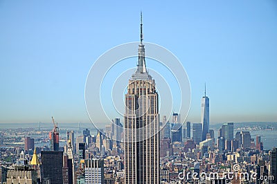 Empire State Building with panorama of Manhattan Editorial Stock Photo