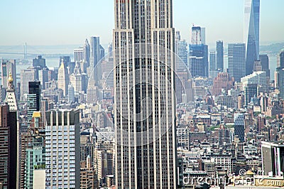 Empire State Building with panorama of Manhattan Editorial Stock Photo