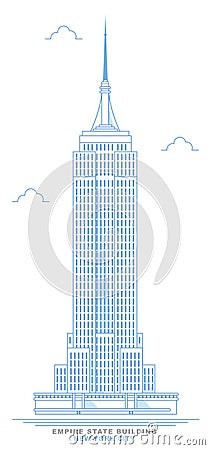 Empire State Building stylized, freehand design. New York City skyscraper Vector Illustration