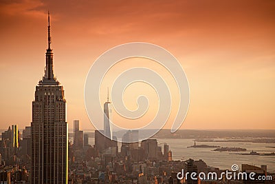 Empire State Building and World Trade Center Editorial Stock Photo